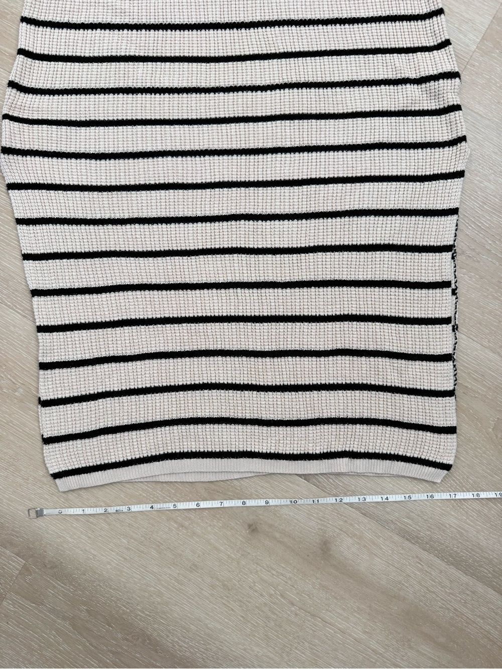 Striped Crochet Knit Polo Midi Dress Sz M Beige Black Slit Beach Summer Preppy - Picture 11 of 14